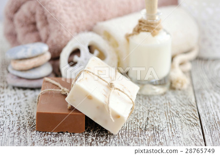 Handmade soap with oatmeal, milk and cocoa Handmade soap with oatmeal, milk and cocoa 28765749