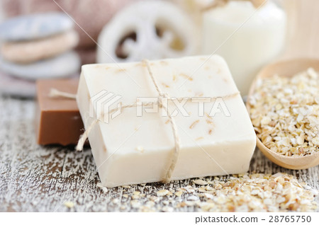 Handmade soap with oatmeal, milk and cocoa Handmade soap with oatmeal, milk and cocoa 28765750