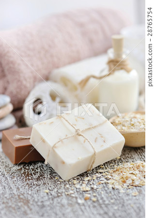 Handmade soap with oatmeal, milk and cocoa Handmade soap with oatmeal, milk and cocoa 28765754