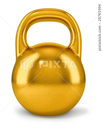 Big golden dumbbell isolated on white background. 28765994