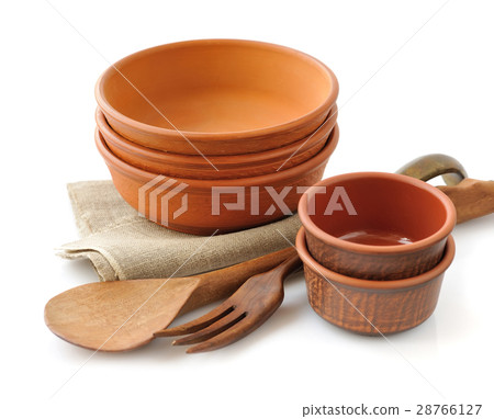 Ceramic tableware on white background Ceramic tableware on white background 28766127