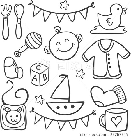 Vector illustration of baby doodles Vector illustration of baby doodles 28767795