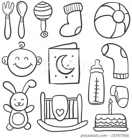 Collection of baby element doodles 28767808