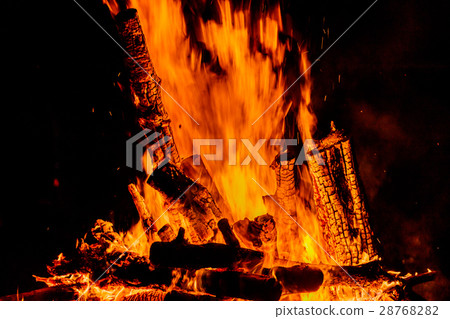 Fire flames with reflection on black background 28768282