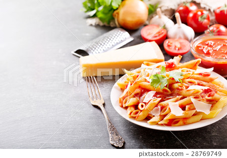 penne pasta with tomato sauce and parmesan penne pasta with tomato sauce and parmesan 28769749