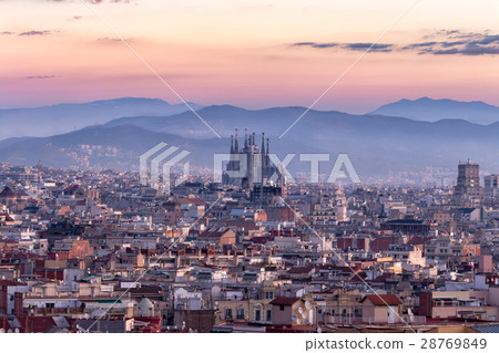 Sagrada Familia and panorama of barcelona Spain Sagrada Familia and panorama of barcelona Spain 28769849