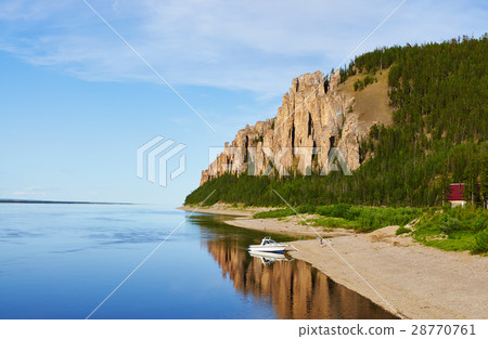 Boat near entrance to Lena Pillars National Park 28770761