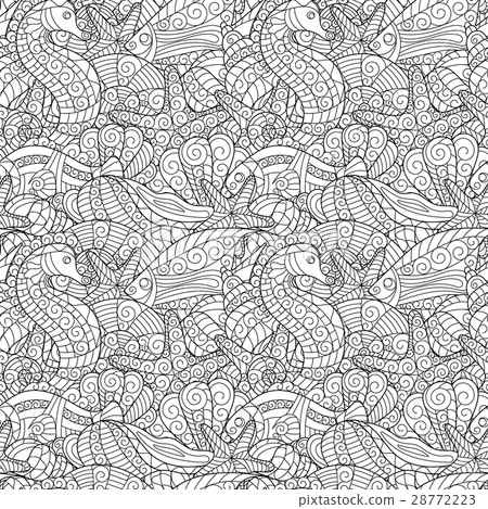 Black and white seamless pattern for coloring book Black and white seamless pattern for coloring book 28772223