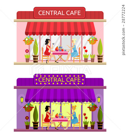 Open cafe building facade. Vector. Flat. 28772224