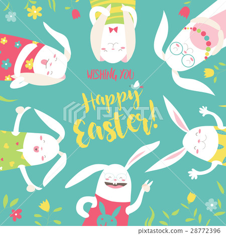 Funny bunnies celebrating Easter Funny bunnies celebrating Easter 28772396