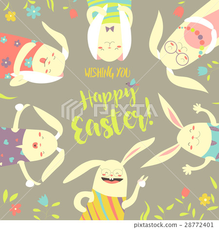 Funny bunnies celebrating Easter Funny bunnies celebrating Easter 28772401