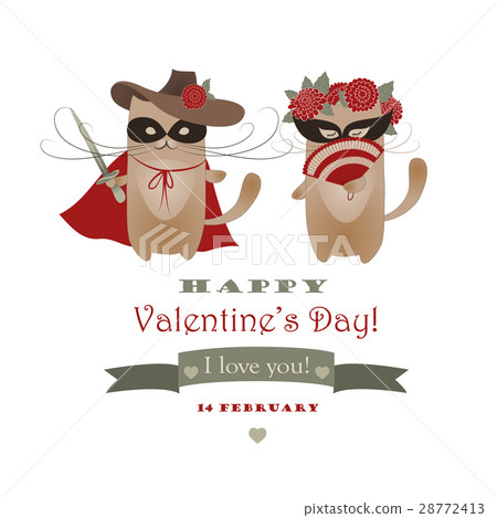 Couple of funny valentine cats, macho cat and his 28772413