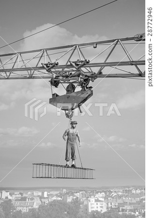 Professional builder dressed in vintage outfit Professional builder dressed in vintage outfit 28772946