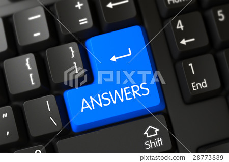 Blue Answers Keypad on Keyboard. 3D. Blue Answers Keypad on Keyboard. 3D. 28773889