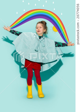 Little girl posing in fashion style wearing autumn 28774056