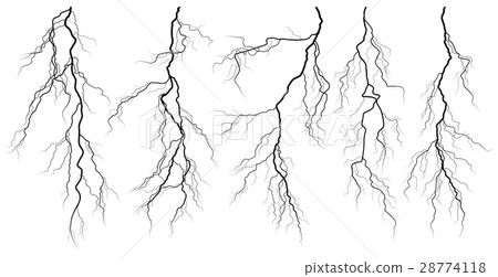 Set of silhouettes of thunderstorm lightning. Set of silhouettes of thunderstorm lightning. 28774118