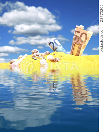 Euro money in sand. Euro money in sand. 28775203