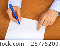 Female hand signing contract. 28775209