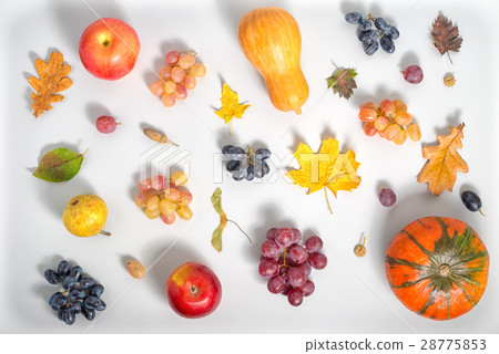 flat lay of Thanksgiving holiday background  28775853