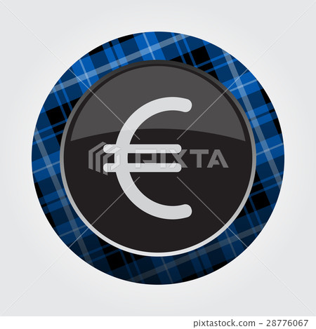 button blue, black tartan - euro currency symbol button blue, black tartan - euro currency symbol 28776067