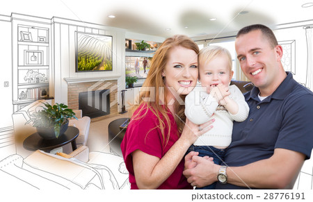 Military Family In Front of Living Room Drawing Photo Combinatio Military Family In Front of Living Room Drawing Photo Combinatio 28776191