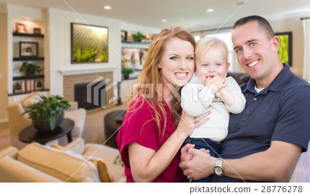 Young Military Family Inside Their Beautiful Living Room 28776278
