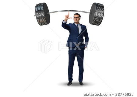Businessman under heavy burden of taxes Businessman under heavy burden of taxes 28776923