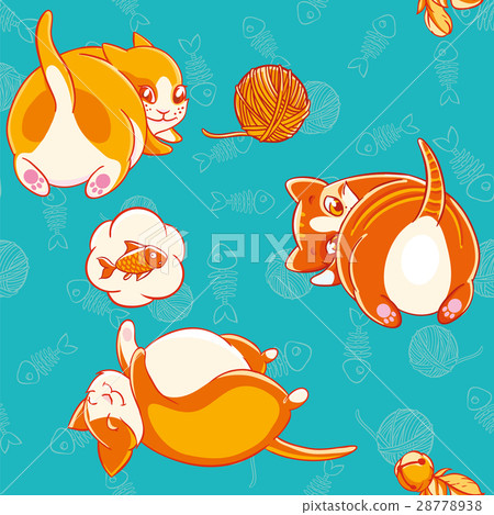 Seamless pattern with cute cartoon kittiess Seamless pattern with cute cartoon kittiess 28778938