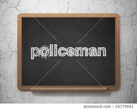 Law concept: Policeman on chalkboard background 28779081