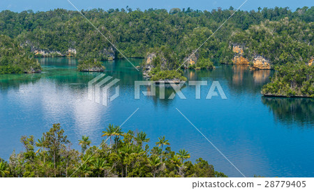 Many Rocks covered by Palmtrees in Passage between Many Rocks covered by Palmtrees in Passage between 28779405