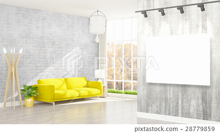 Modern interior with empty frame . 3D rendering Modern interior with empty frame . 3D rendering 28779859