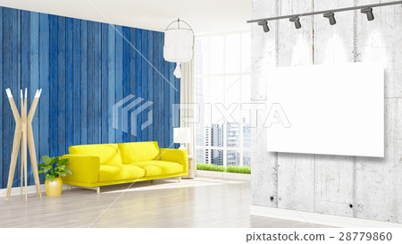 Modern interior with empty frame . 3D rendering Modern interior with empty frame . 3D rendering 28779860