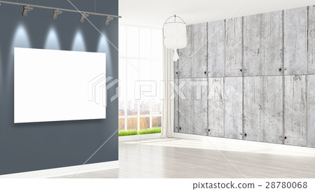 Modern interior with empty frame . 3D rendering Modern interior with empty frame . 3D rendering 28780068