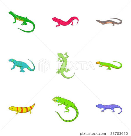 Lizard icons set, cartoon style Lizard icons set, cartoon style 28783650