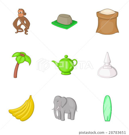 Travel to Sri Lanka icons set, cartoon style Travel to Sri Lanka icons set, cartoon style 28783651