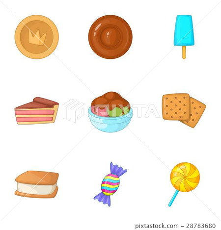Sweets icons set, cartoon style Sweets icons set, cartoon style 28783680