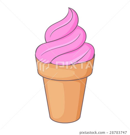ice cream in waffle cup icon, cartoon style - Stock Illustration ...