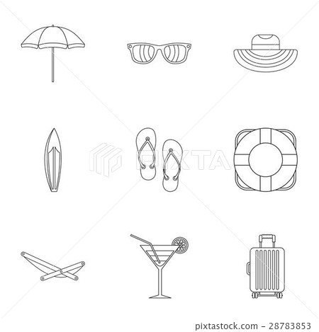 Coast icons set, outline style 28783853