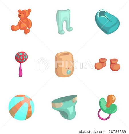 Products for newborns icons set, cartoon style 28783889