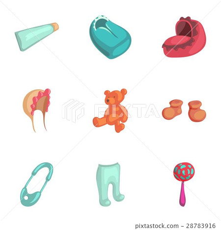 Newborn care icons set, cartoon style 28783916