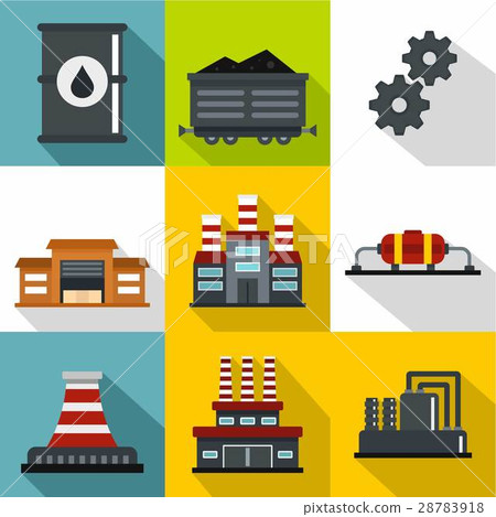 Oil production icons set, flat style-插圖素材 [28783918] - PIXTA圖庫