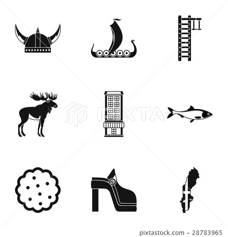 Sweden icons set, simple style 28783965