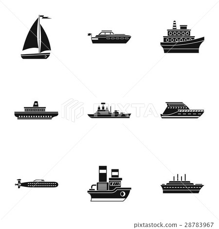 Maritime transport icons set, simple style Maritime transport icons set, simple style 28783967