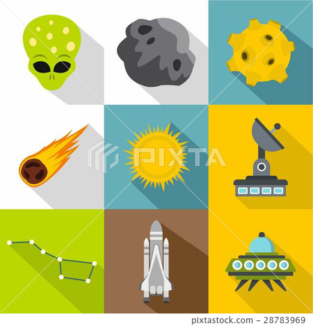 Cosmos icons set, flat style Cosmos icons set, flat style 28783969