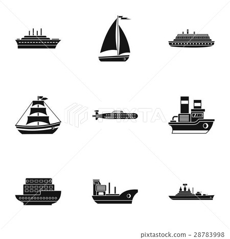 Ship icons set, simple style Ship icons set, simple style 28783998
