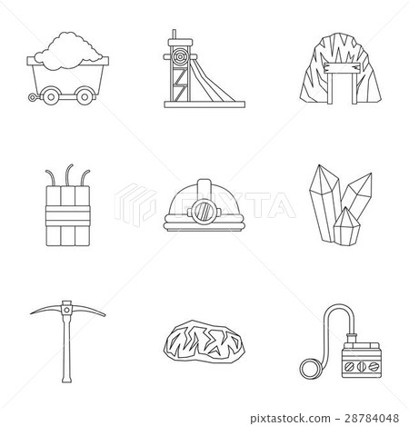 Colliery icons set, outline style - Stock Illustration [28784048] - PIXTA
