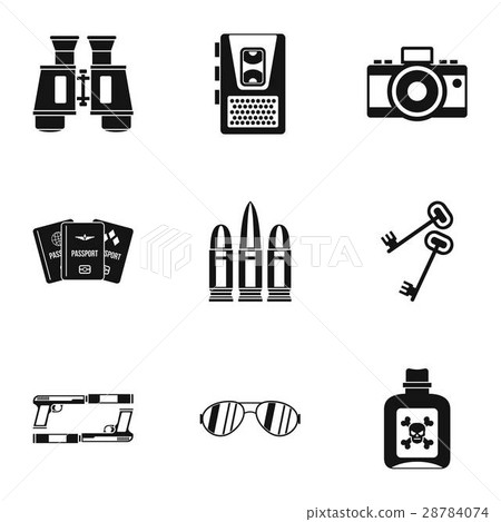 Secret agent icons set, simple style Secret agent icons set, simple style 28784074