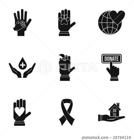 Donation icons set, simple style 28784119