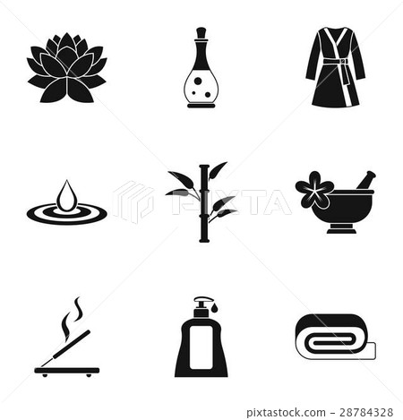 Relaxation icons set, simple style Relaxation icons set, simple style 28784328