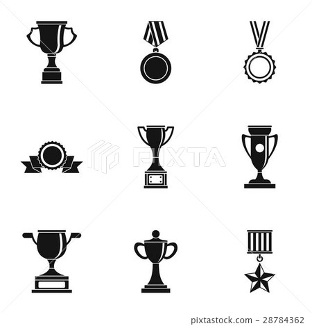 Rewarding icons set, simple style 28784362